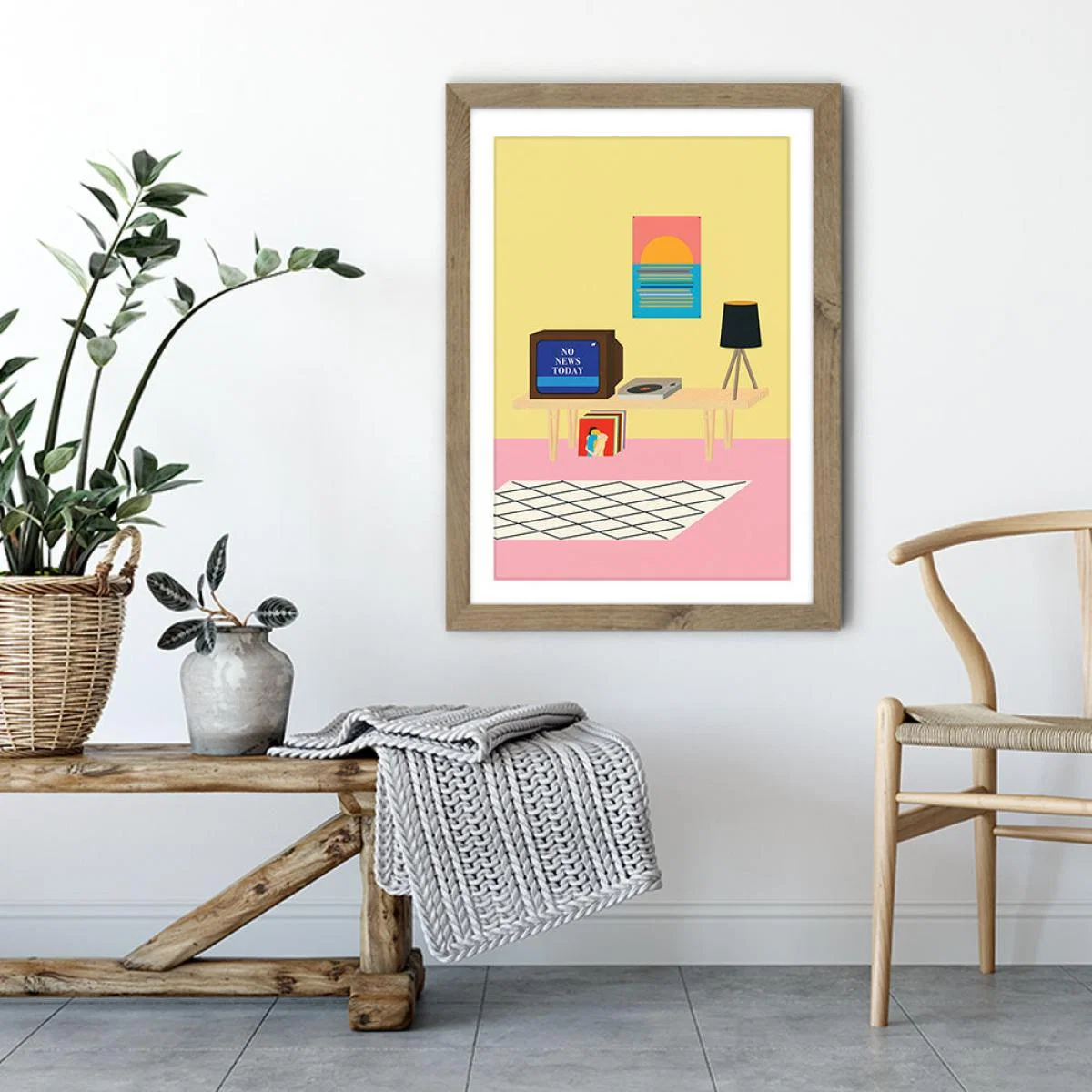 No News Today Art Print Oak Frame – image 5
