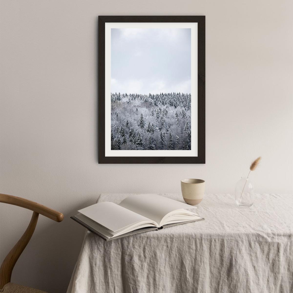 White Winter Forest Art Print Black Frame – image 2