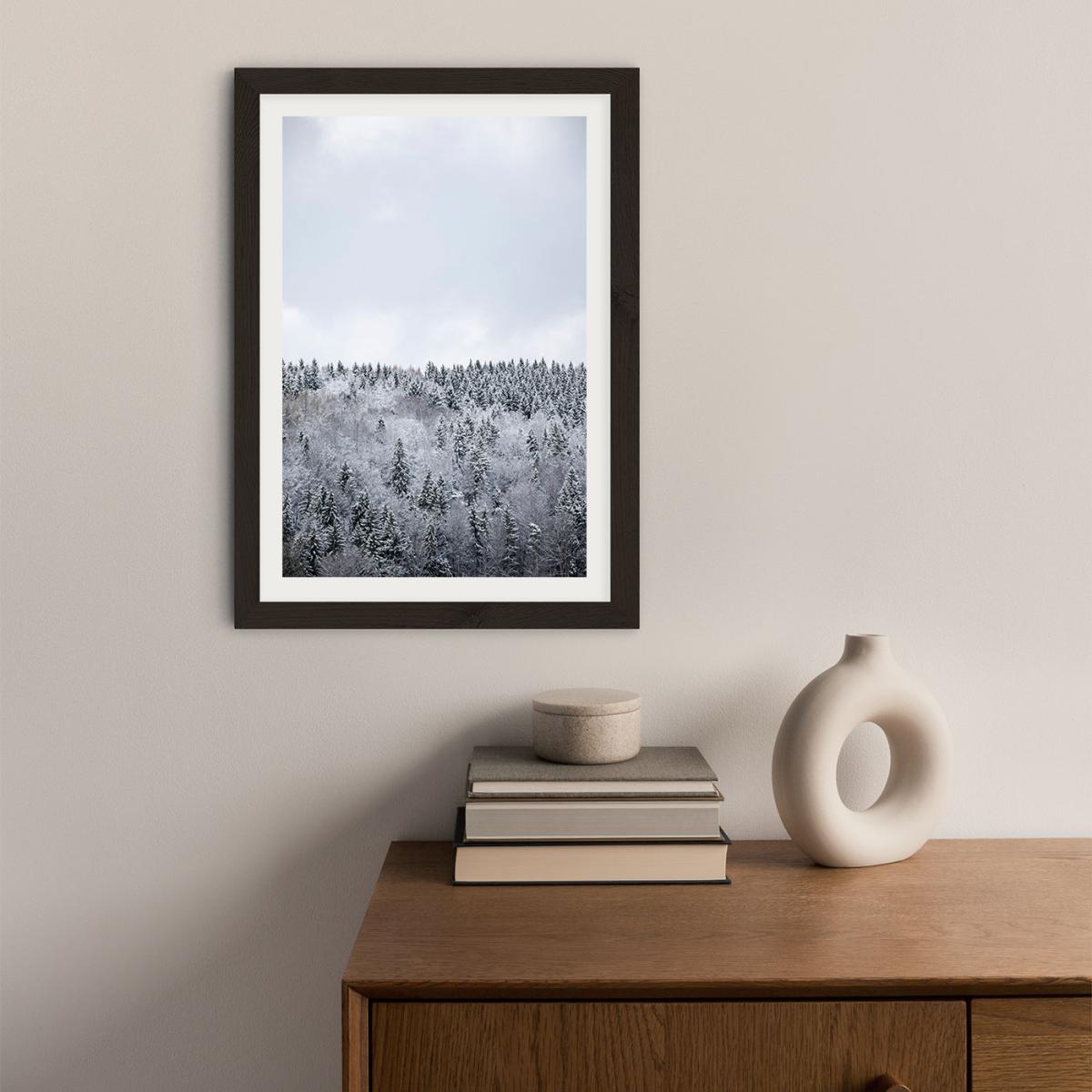 White Winter Forest Art Print Black Frame – image 3