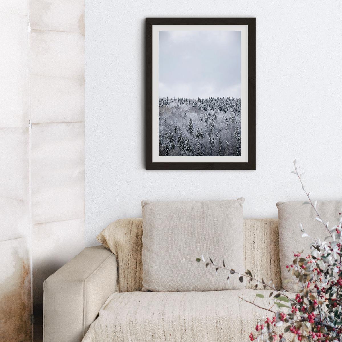 White Winter Forest Art Print Black Frame – image 9