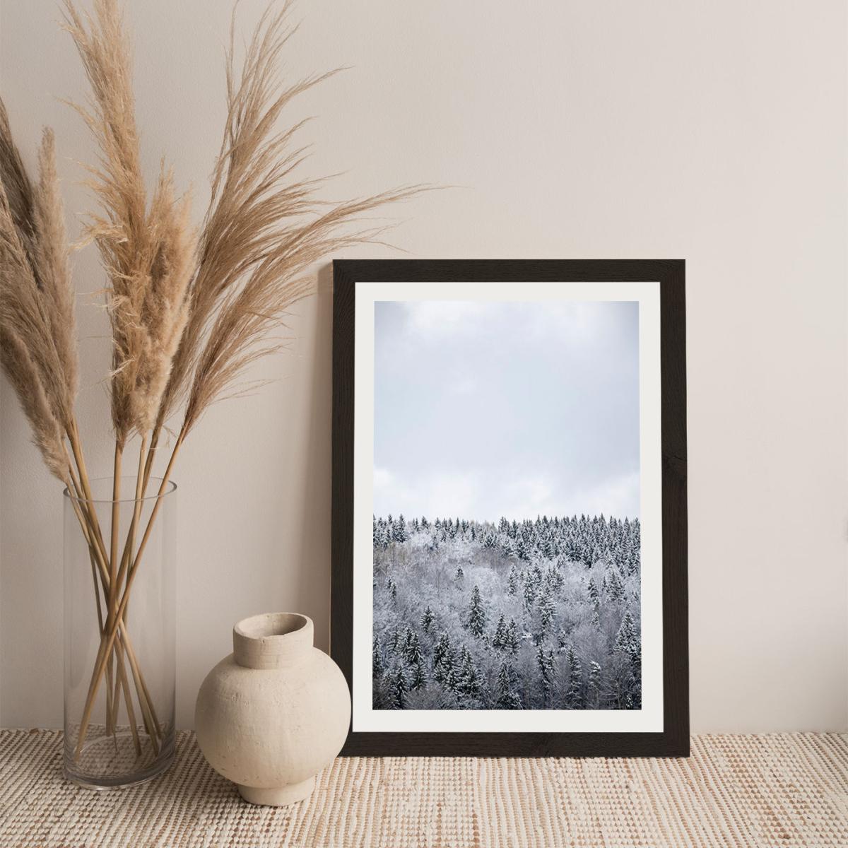 White Winter Forest Art Print Black Frame – image 10