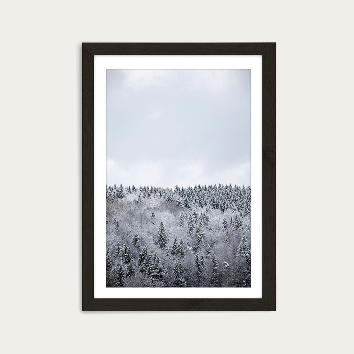 White Winter Forest Art Print Black Frame – image 1