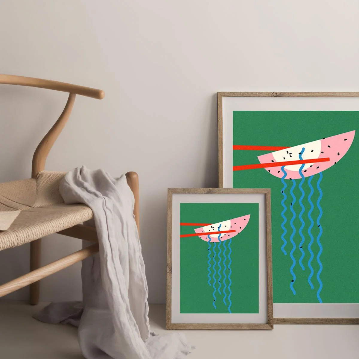 Hollywood Ramen Art Print Oak Frame – image 5
