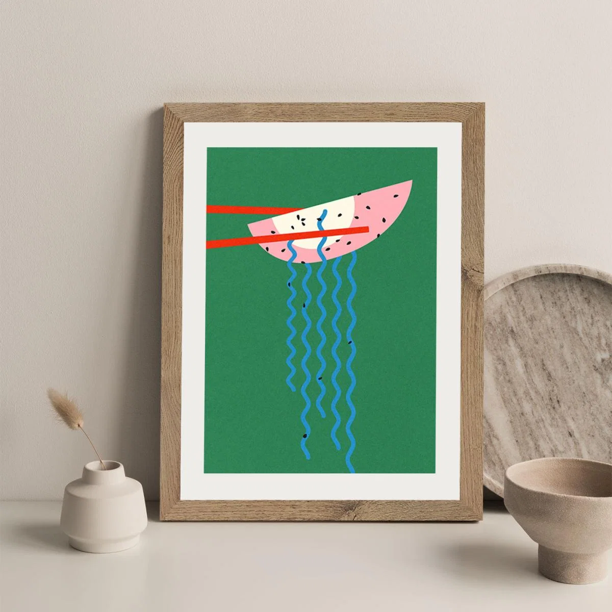 Hollywood Ramen Art Print Oak Frame – image 6