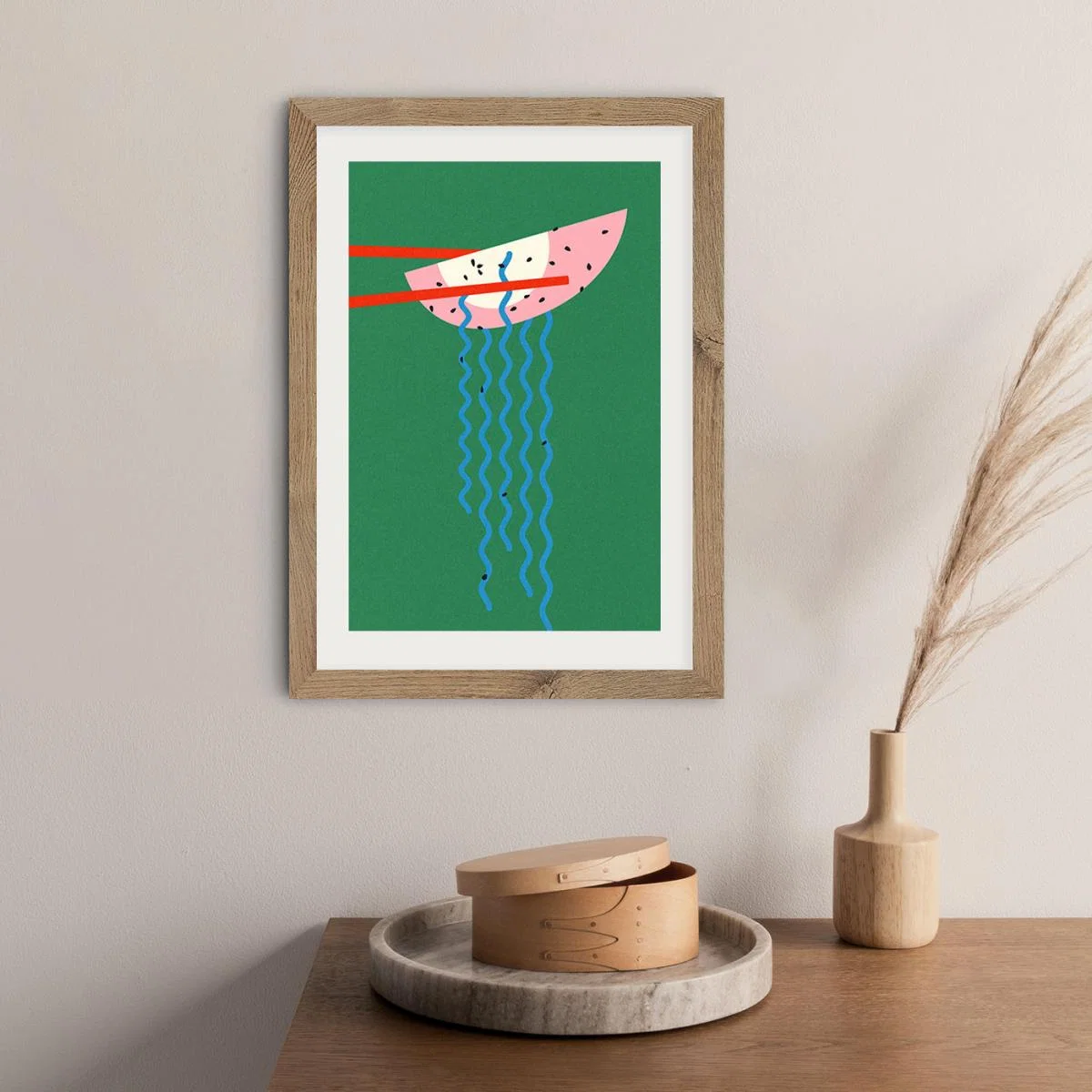 Hollywood Ramen Art Print Oak Frame – image 7