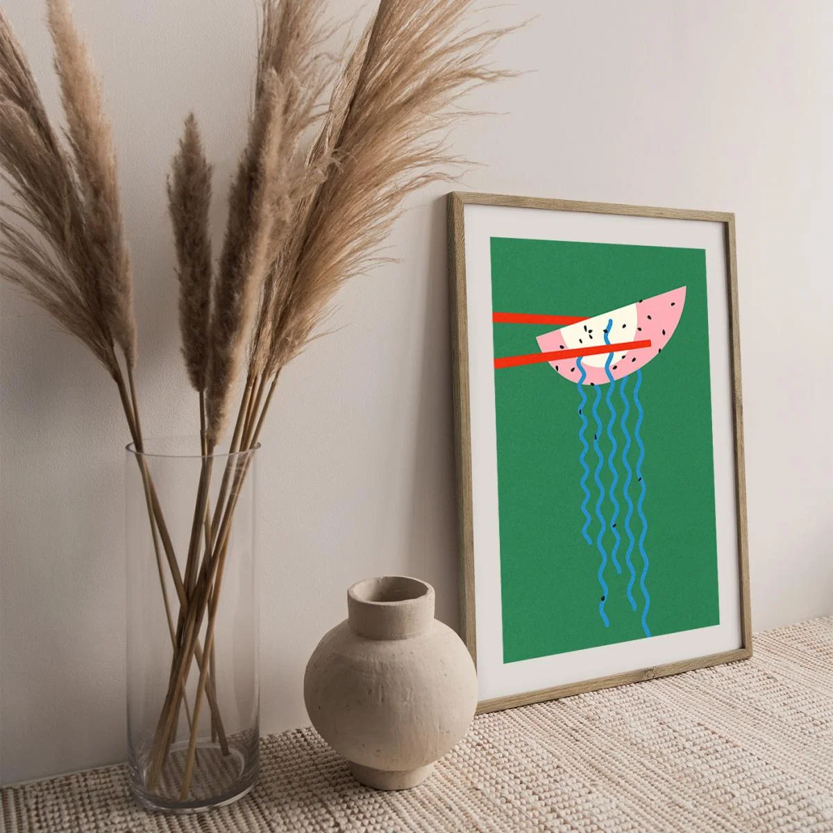 Hollywood Ramen Art Print Oak Frame – image 8