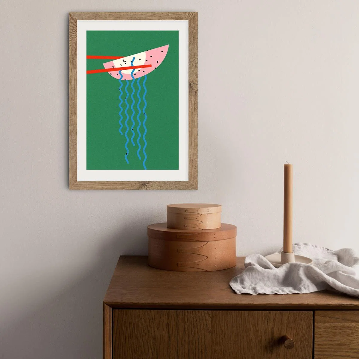 Hollywood Ramen Art Print Oak Frame – image 10