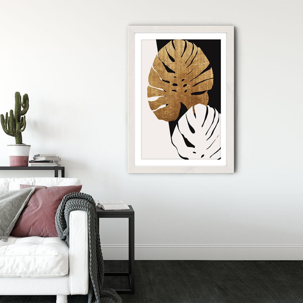 Monstera Leaves Art Print White Frame – image 2