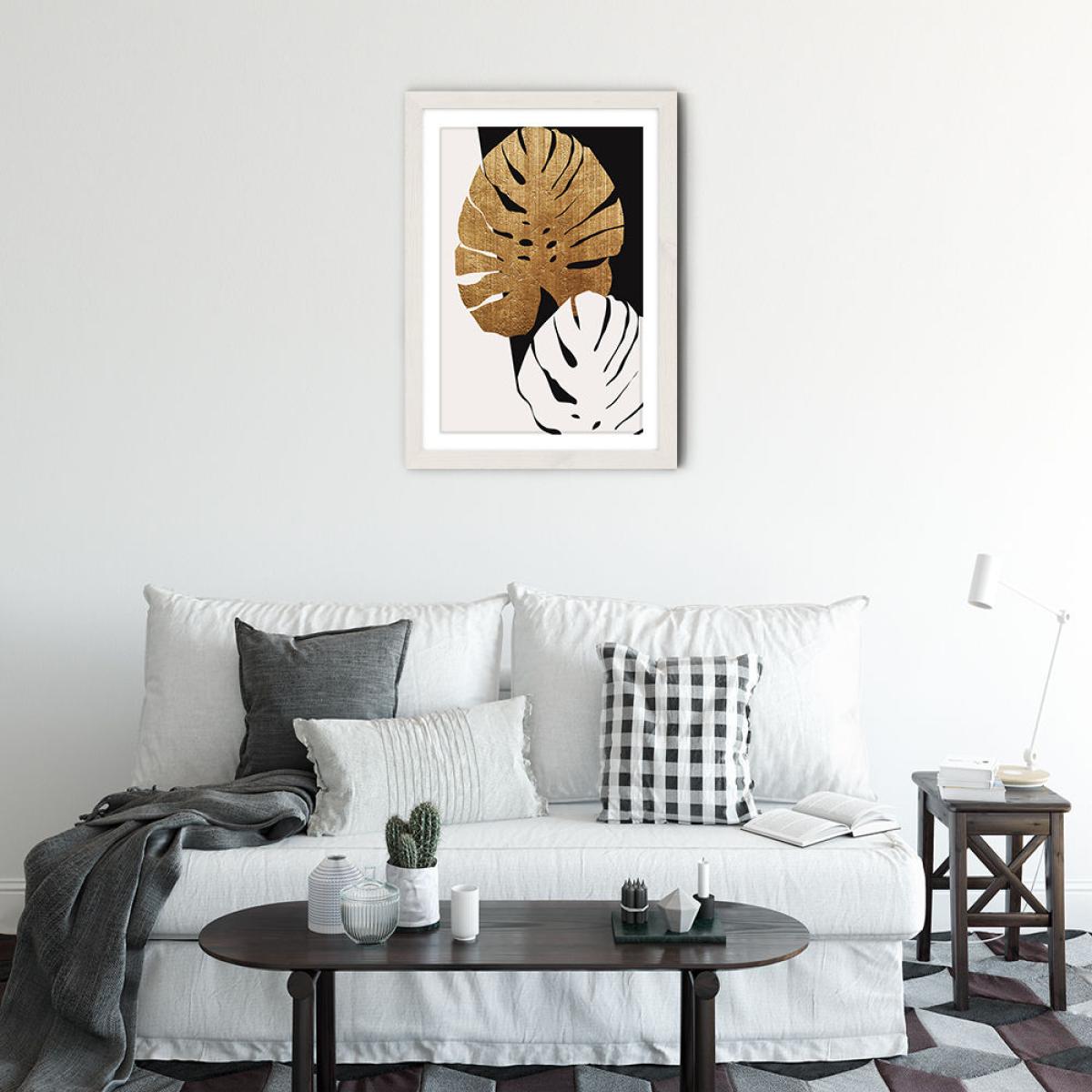 Monstera Leaves Art Print White Frame – image 3