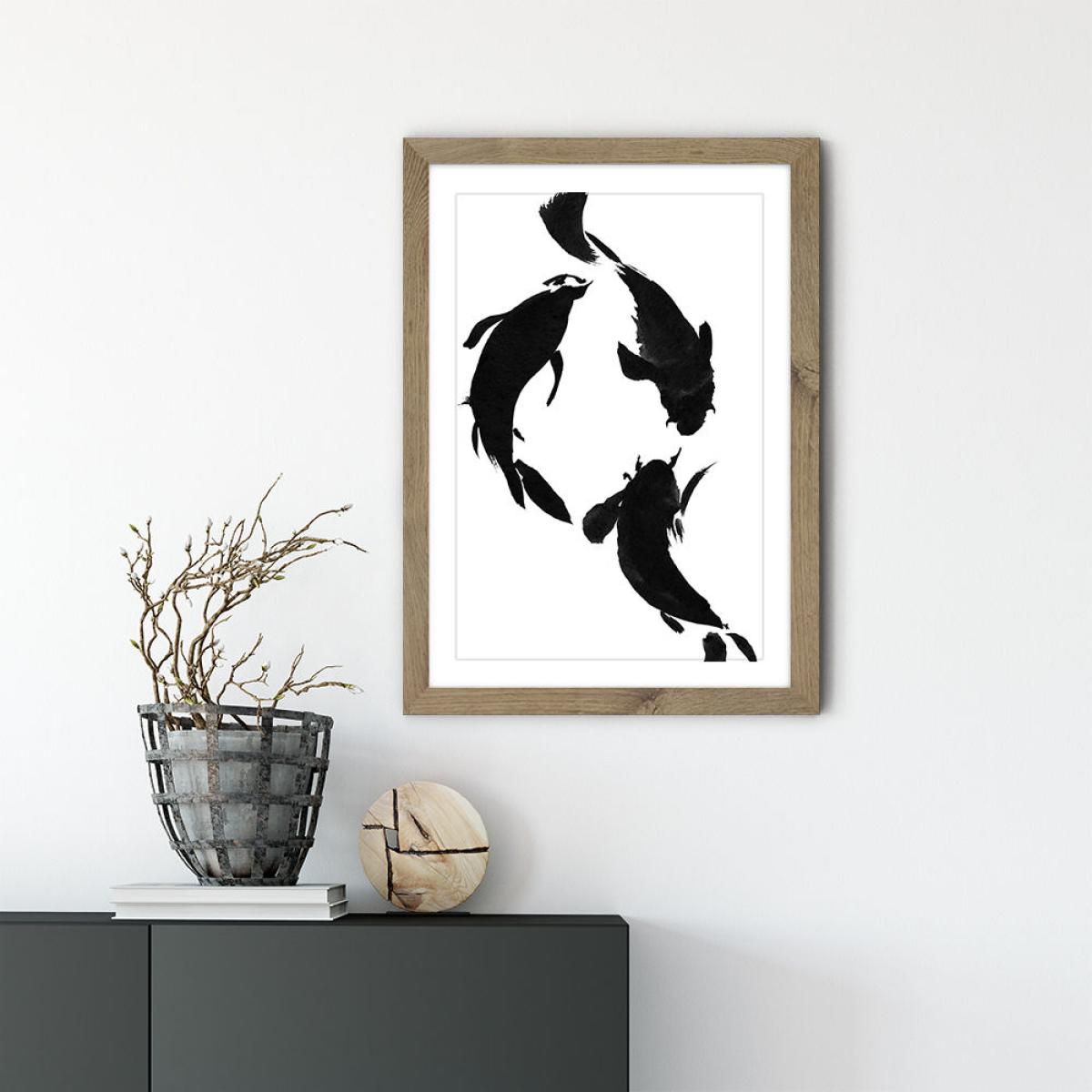 Koi Art Print Oak Frame – image 2