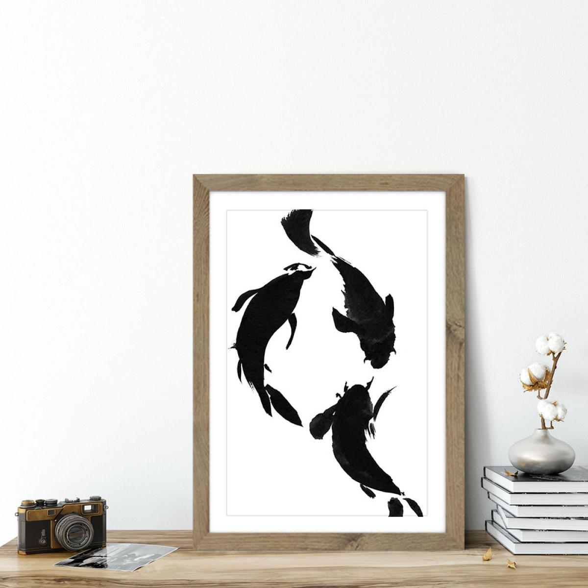 Koi Art Print Oak Frame – image 4