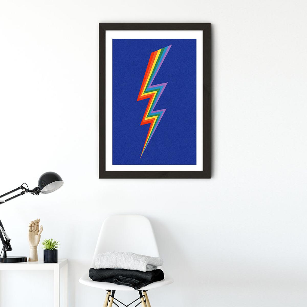 Lightning Rainbow Art Print Black Frame – image 2