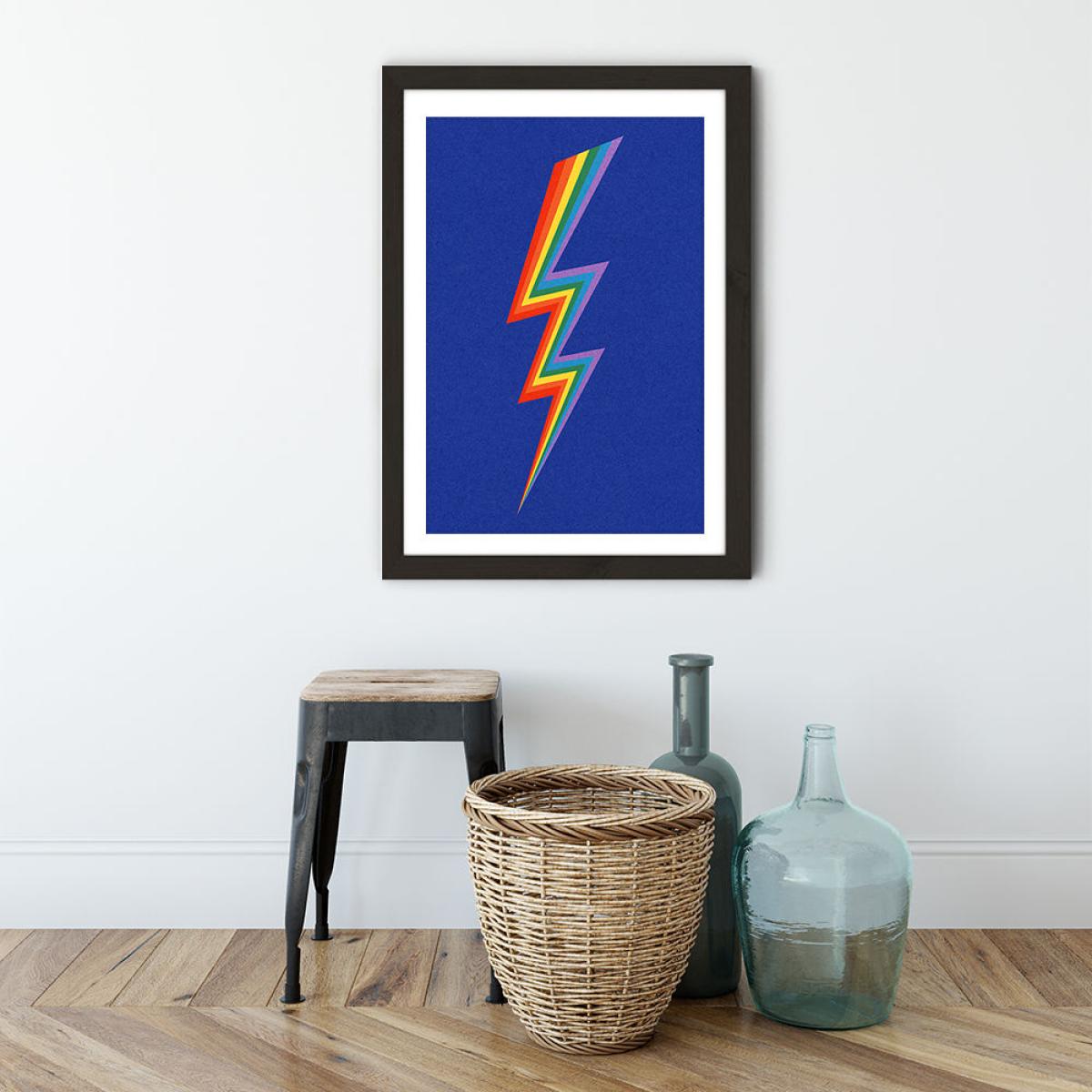 Lightning Rainbow Art Print Black Frame – image 3