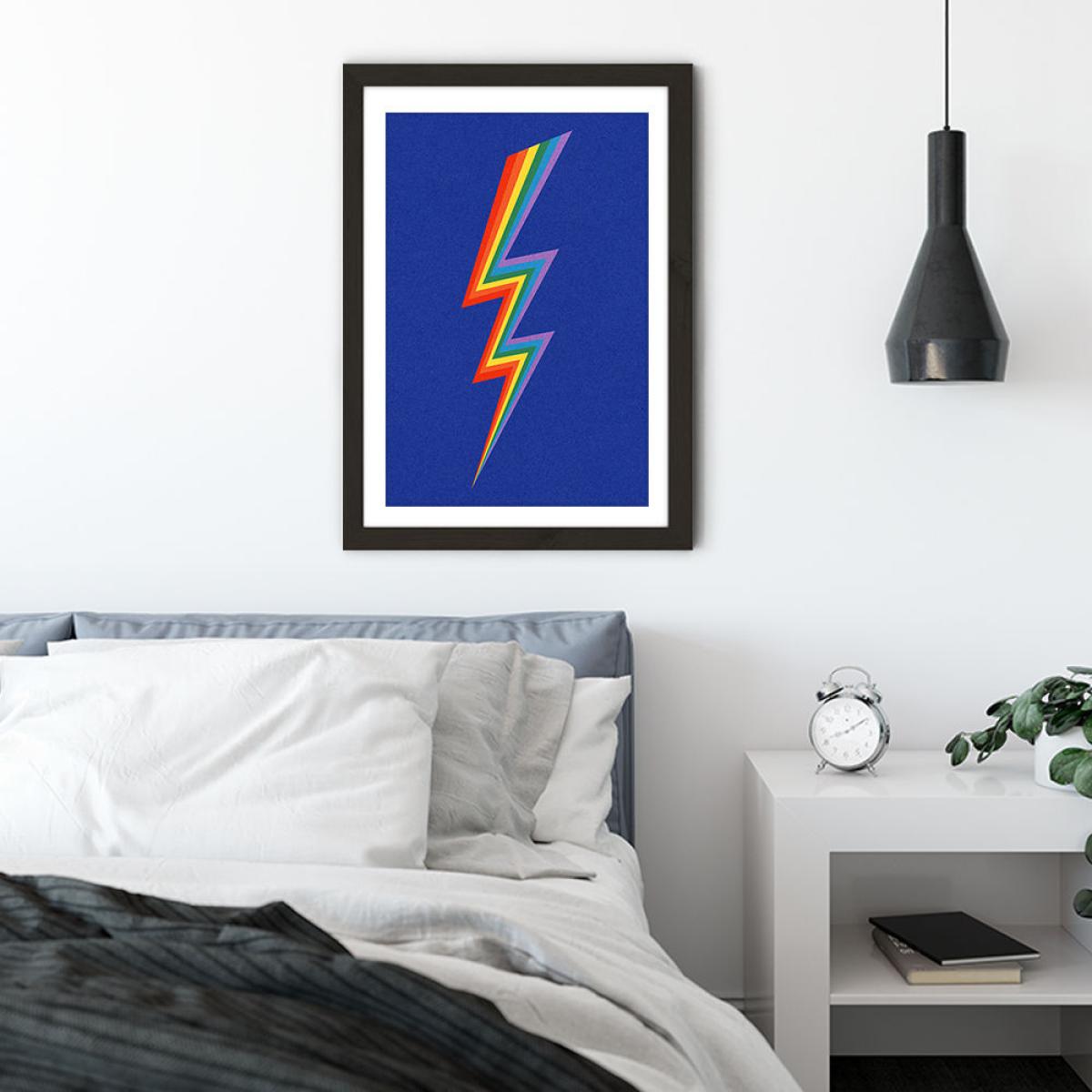 Lightning Rainbow Art Print Black Frame – image 4