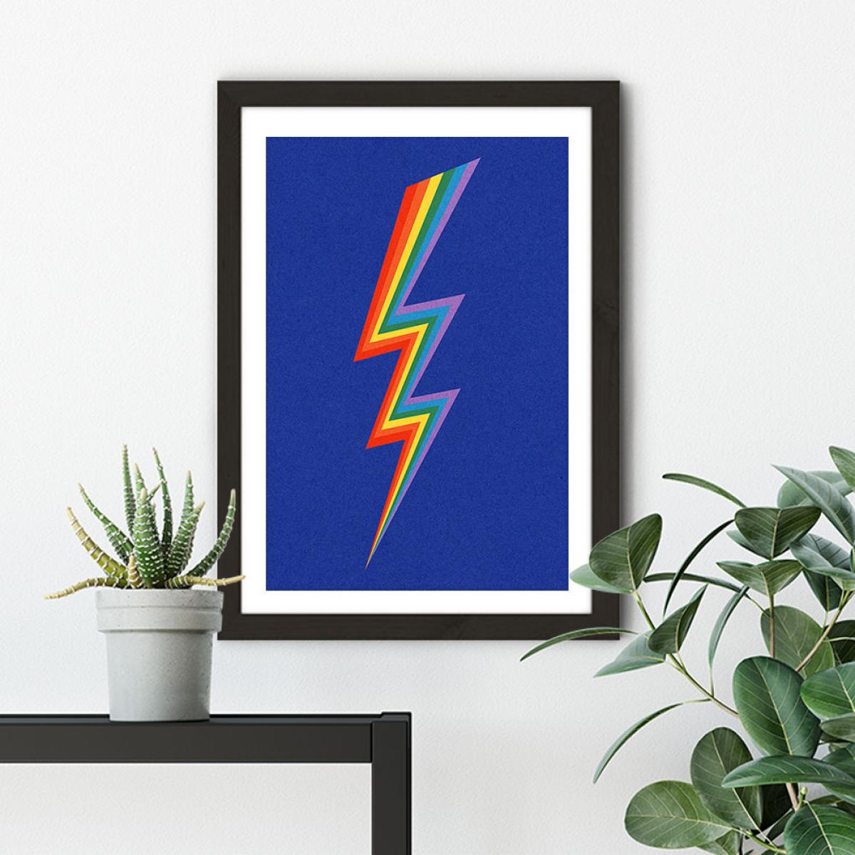 Lightning Rainbow Art Print Black Frame – image 5