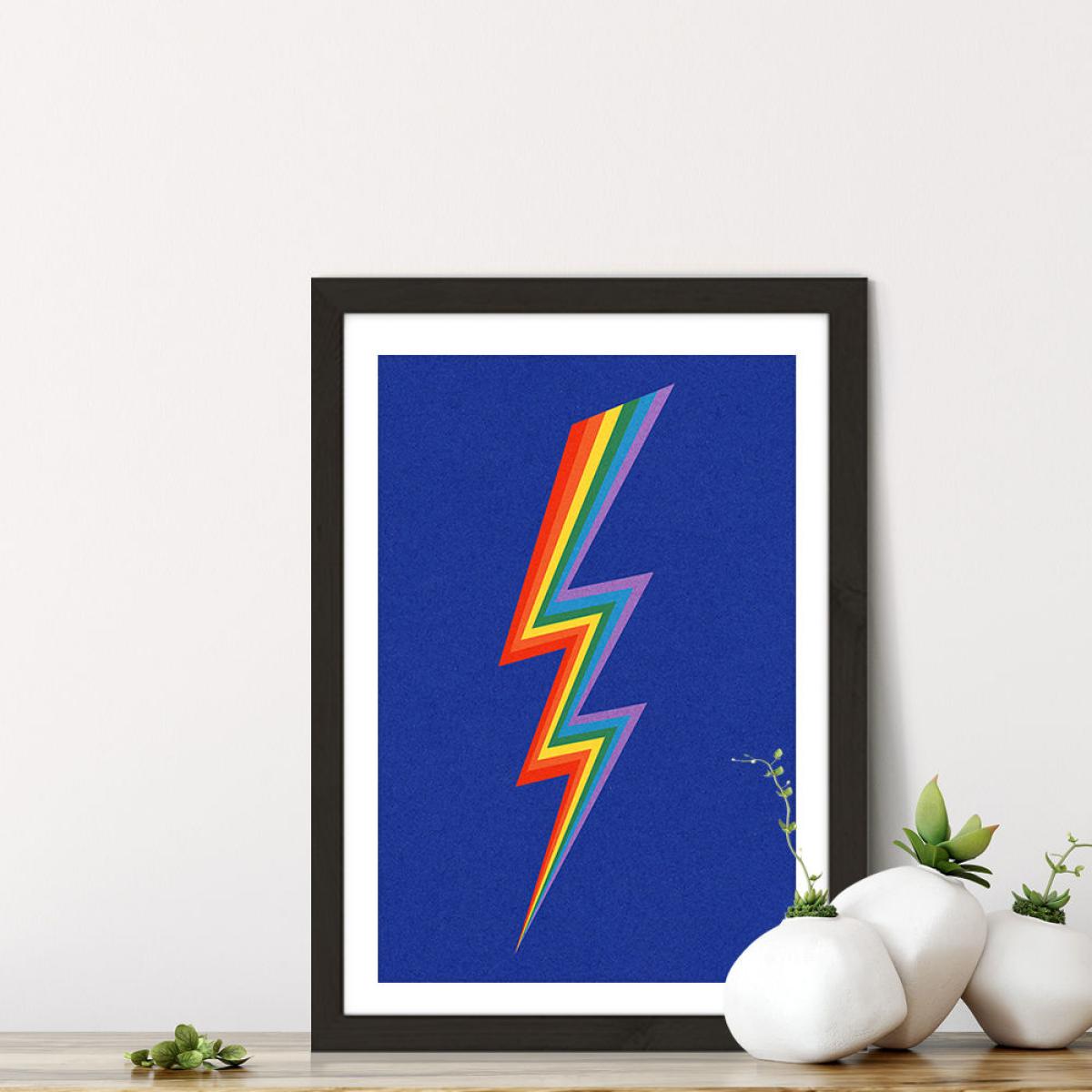 Lightning Rainbow Art Print Black Frame – image 7