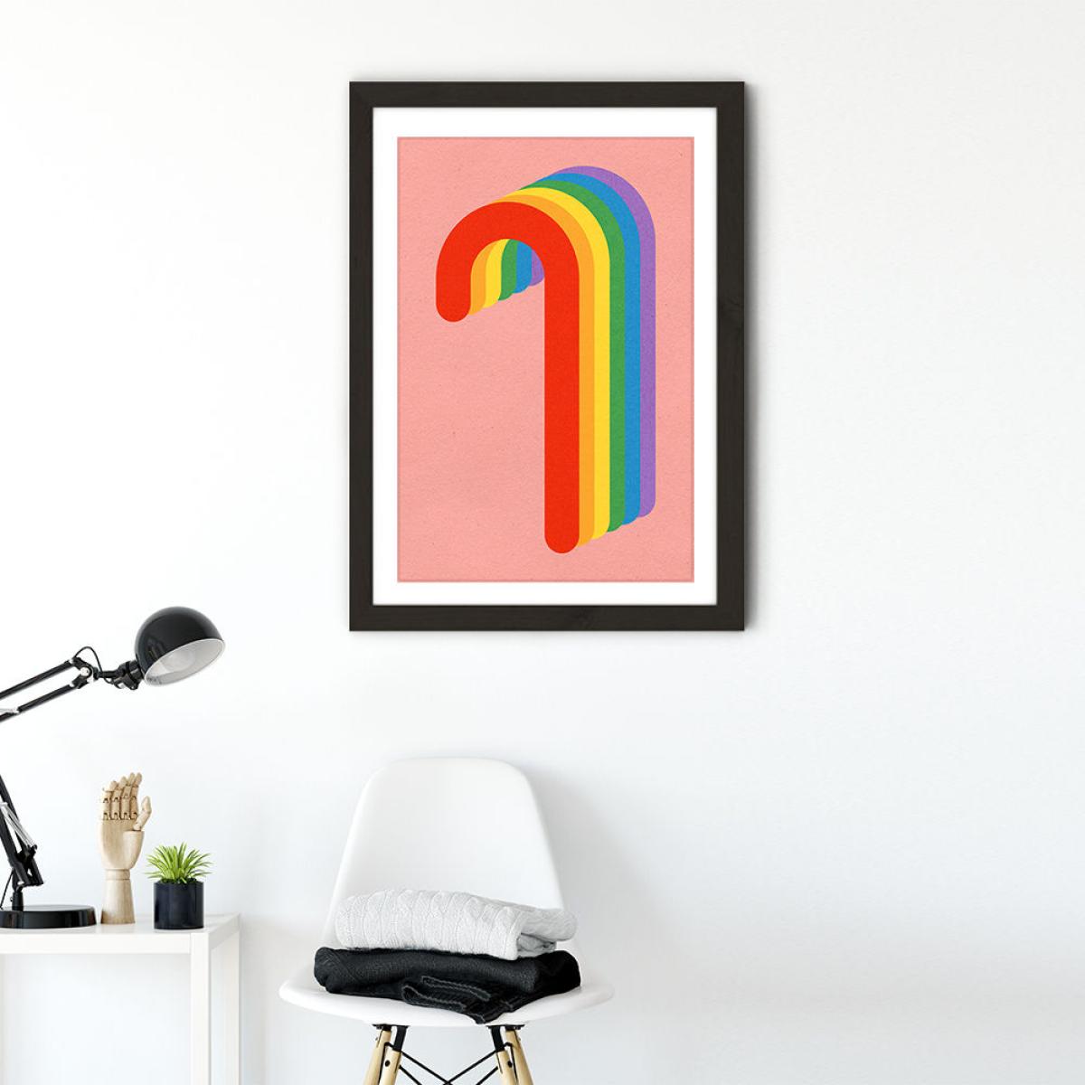 Rainbow Candy Cane Art Print Black Frame – image 2