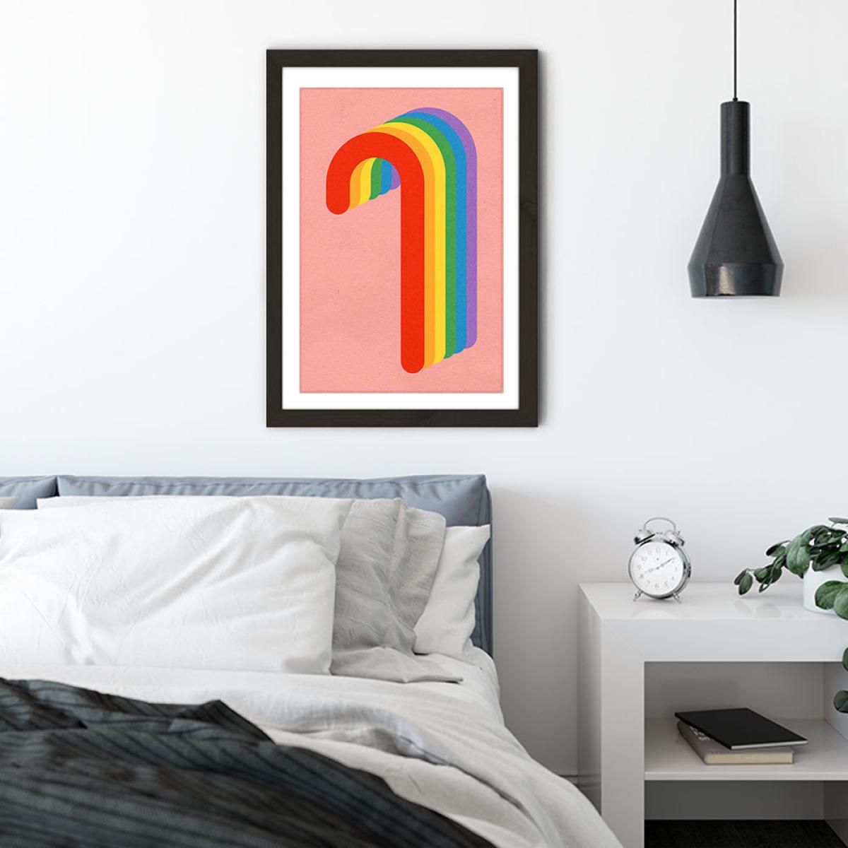 Rainbow Candy Cane Art Print Black Frame – image 4