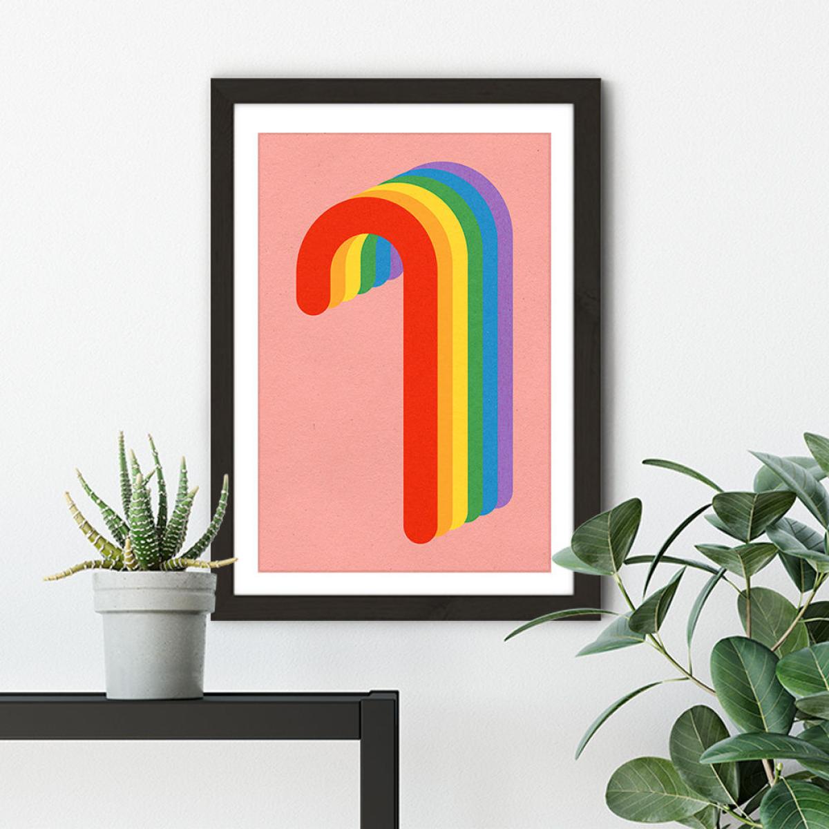 Rainbow Candy Cane Art Print Black Frame – image 5