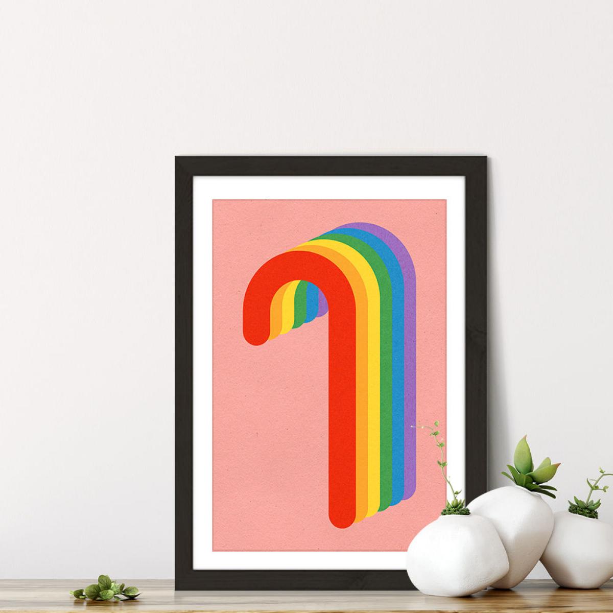 Rainbow Candy Cane Art Print Black Frame – image 6