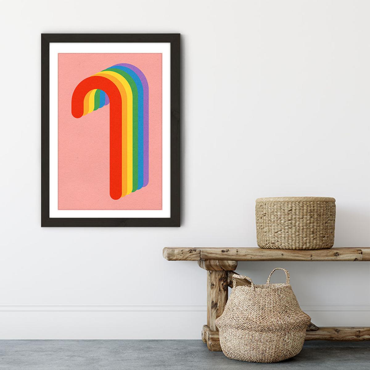 Rainbow Candy Cane Art Print Black Frame – image 7