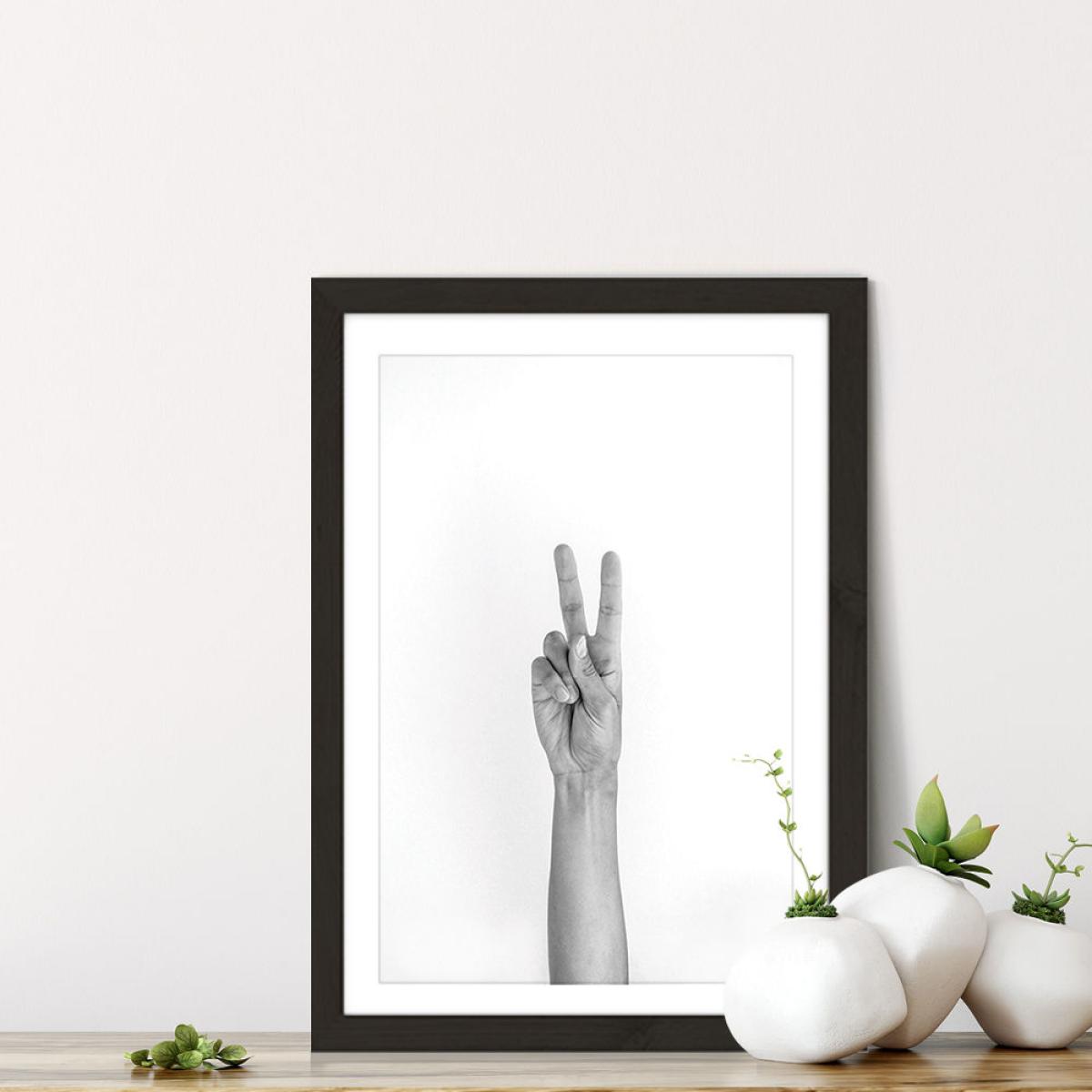 Hands 5 – Vegan – Peace Art Print Black Frame – image 2