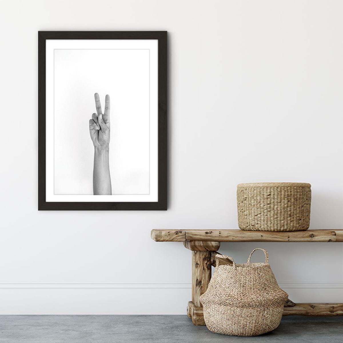Hands 5 – Vegan – Peace Art Print Black Frame – image 3
