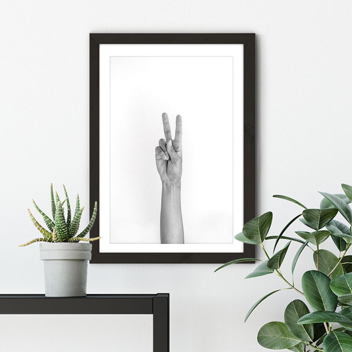 Hands 5 – Vegan – Peace Art Print Black Frame – image 4