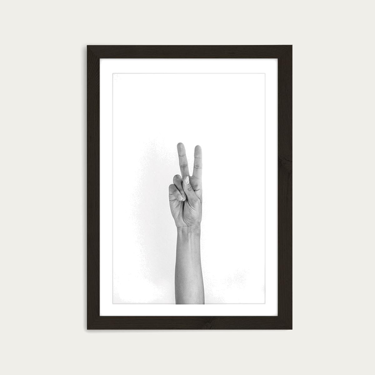 Hands 5 – Vegan – Peace Art Print Black Frame – image 1