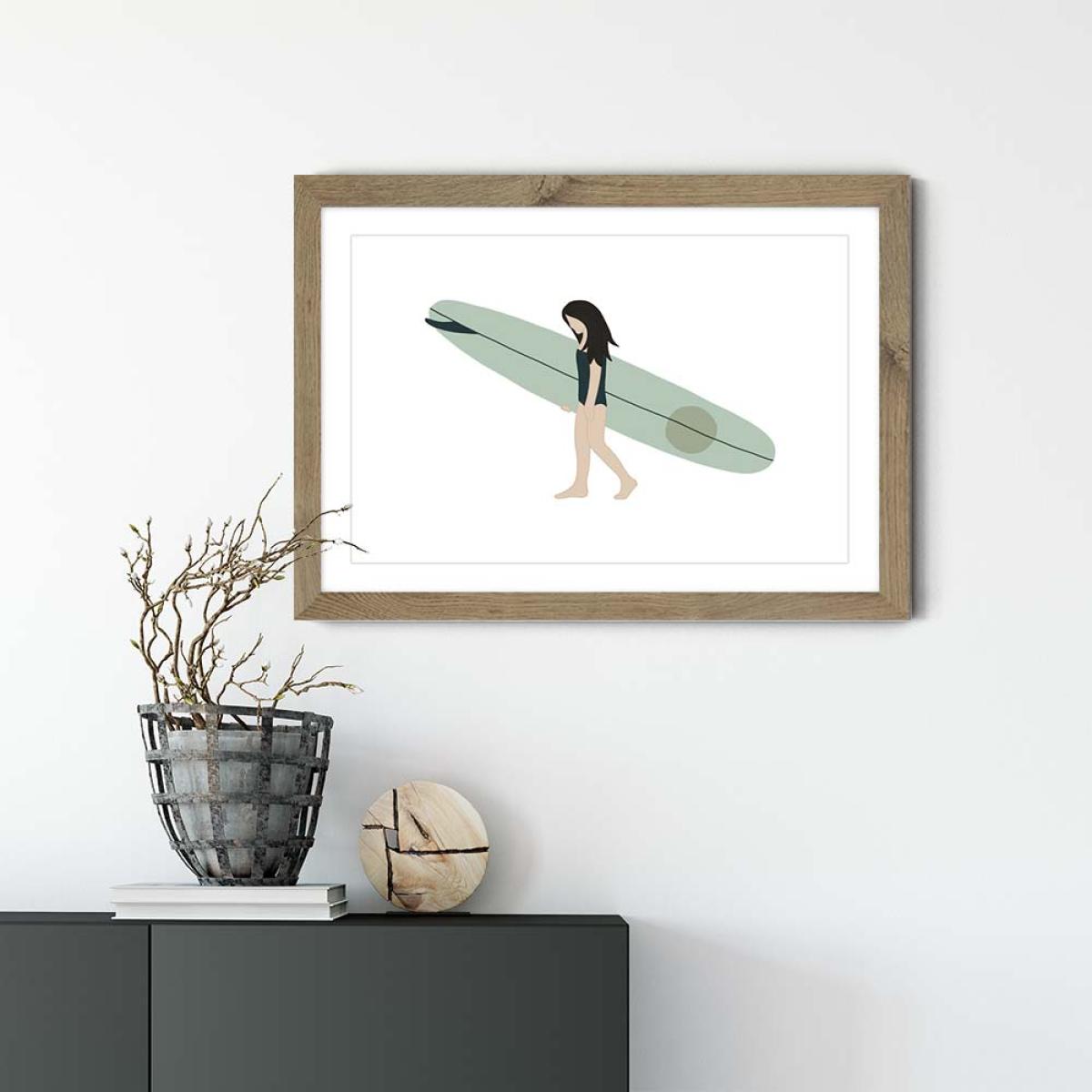 Aqua Art Print Oak Frame – image 2