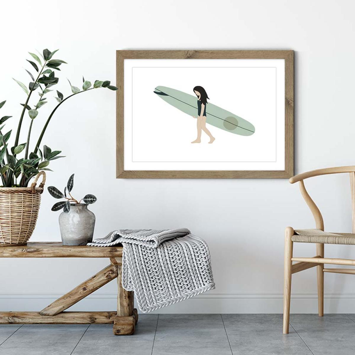 Aqua Art Print Oak Frame – image 3