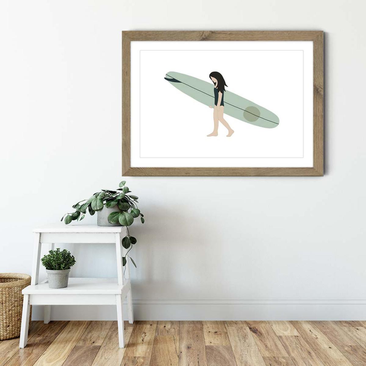 Aqua Art Print Oak Frame – image 4