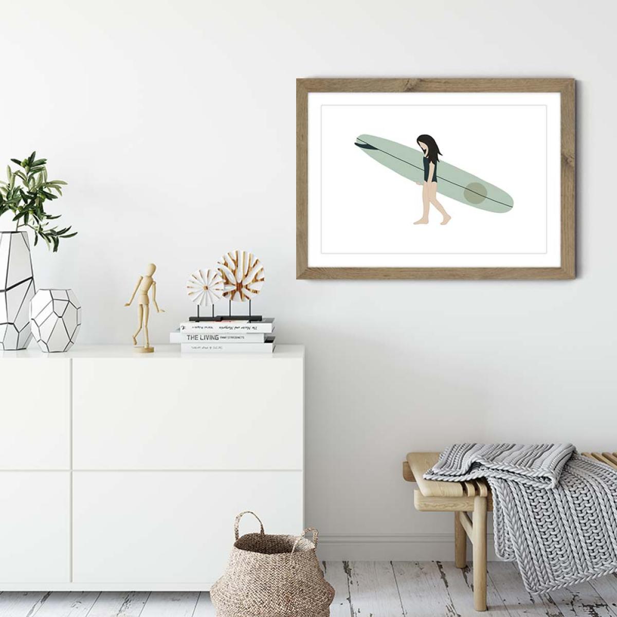 Aqua Art Print Oak Frame – image 5