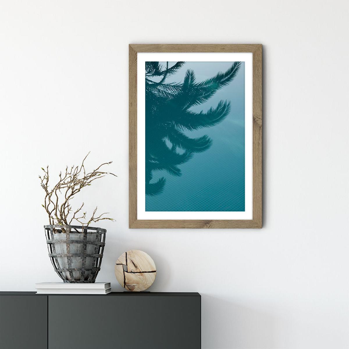 Palms in the Pool Art Print Oak Frame – image 2