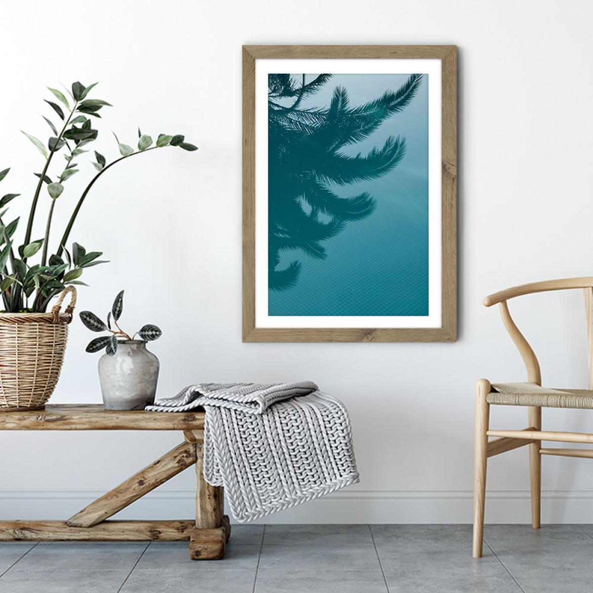 Palms in the Pool Art Print Oak Frame – image 3