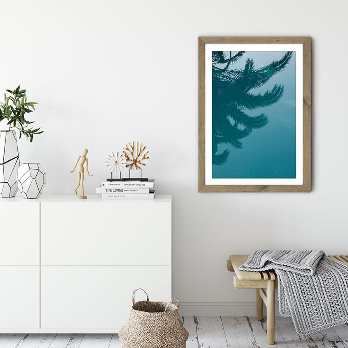 Palms in the Pool Art Print Oak Frame – image 4