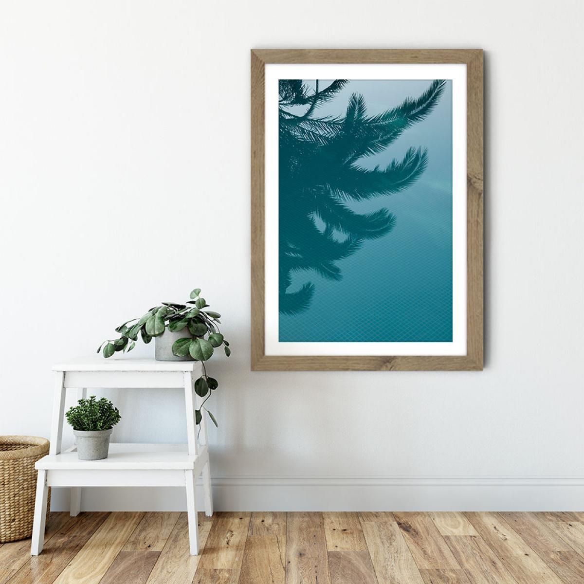 Palms in the Pool Art Print Oak Frame – image 6