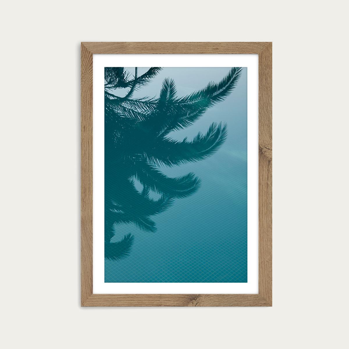Palms in the Pool Art Print Oak Frame – image 1