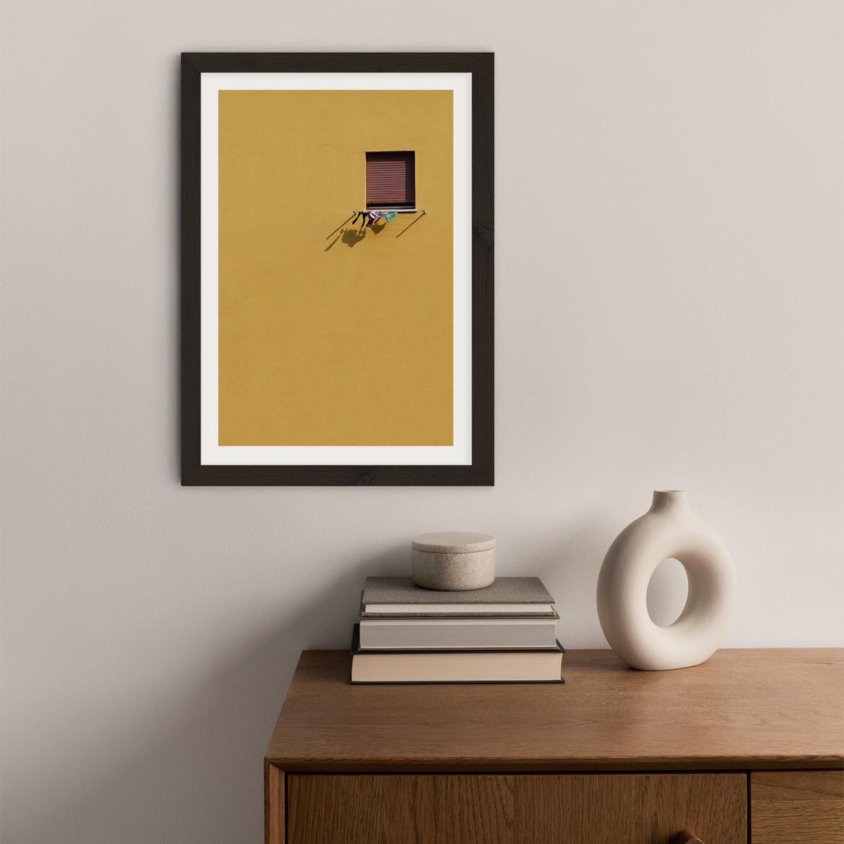 Yellow Wall Laundry Art Print Black Frame – image 2