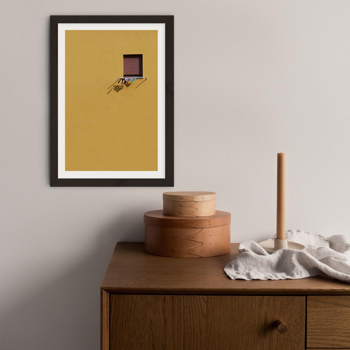 Yellow Wall Laundry Art Print Black Frame – image 3
