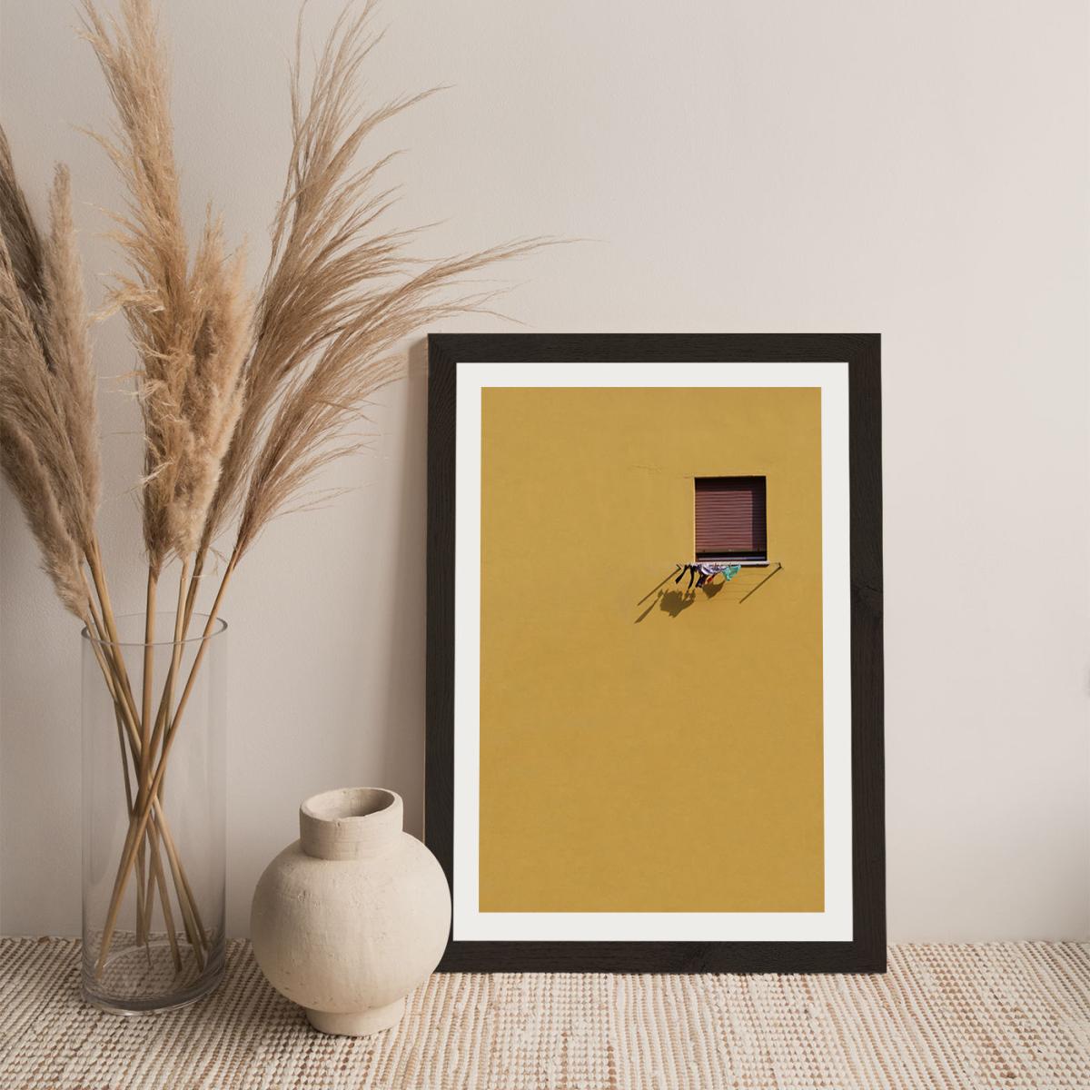 Yellow Wall Laundry Art Print Black Frame – image 6