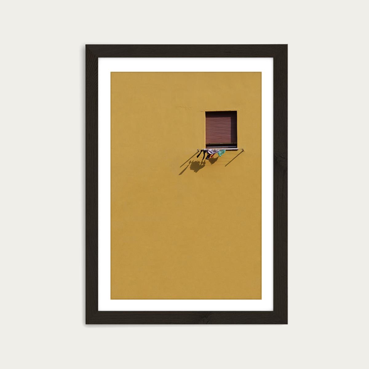 Yellow Wall Laundry Art Print Black Frame – image 1