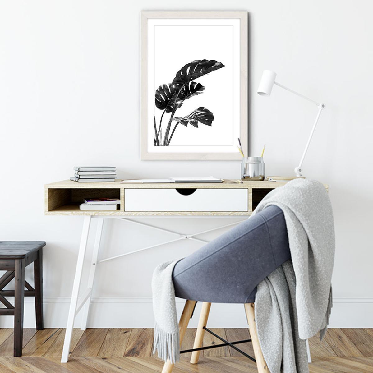Monstera Black and White 3 Art Print White Frame – image 5