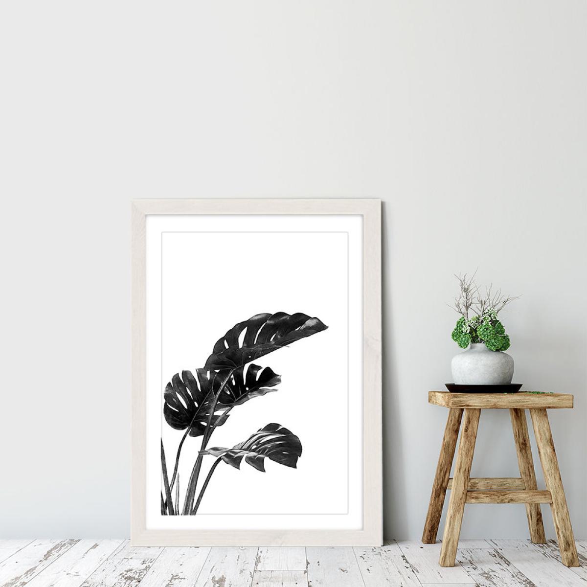 Monstera Black and White 3 Art Print White Frame – image 6