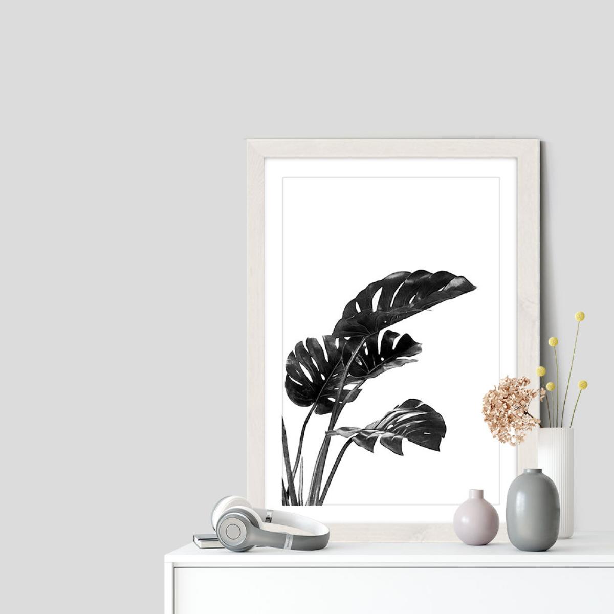 Monstera Black and White 3 Art Print White Frame – image 7