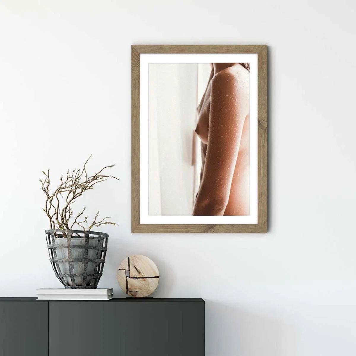 Skin Drops 1 Art Print Oak Frame – image 2