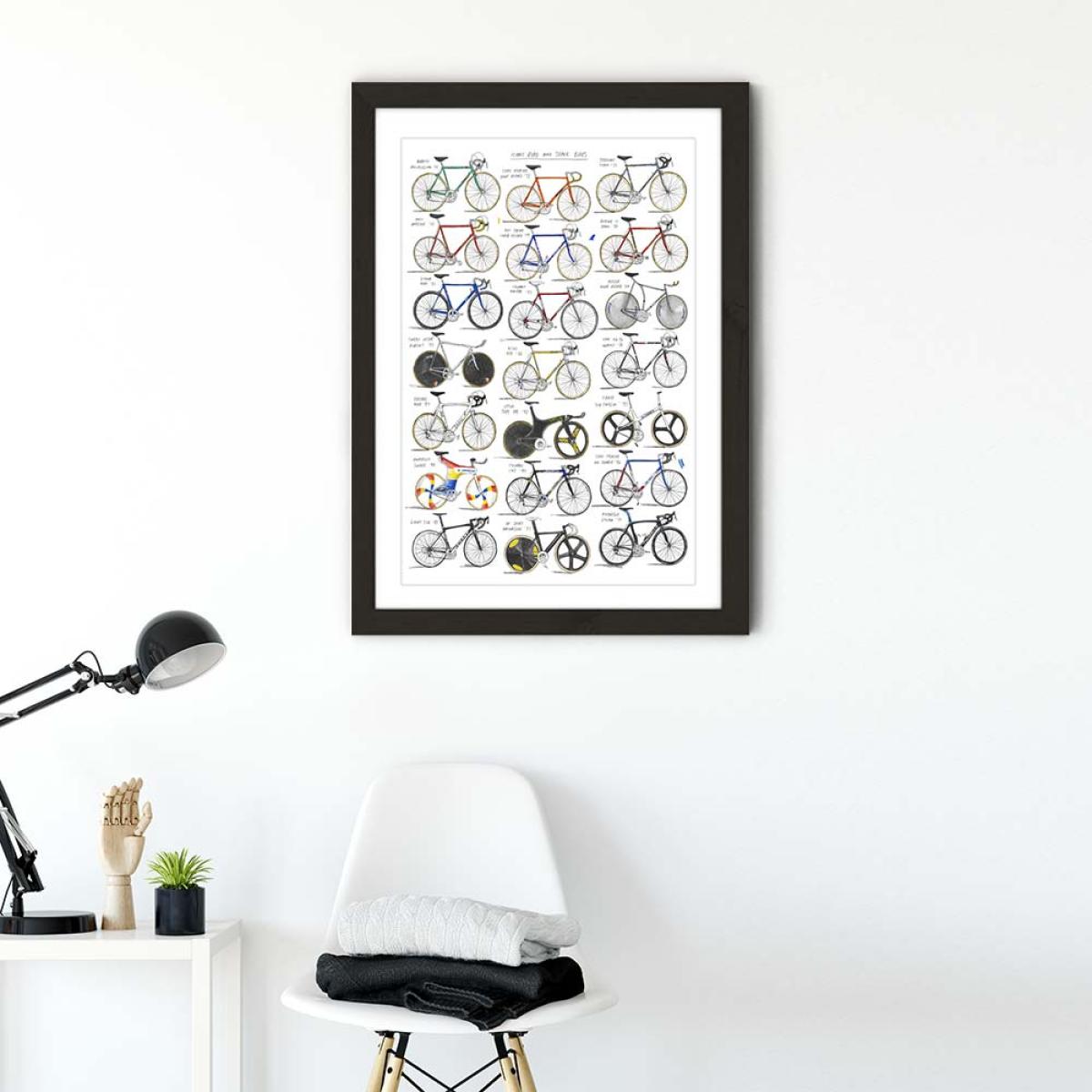 Black Frame Iconic Road And Track Bikes Art Print – image 2