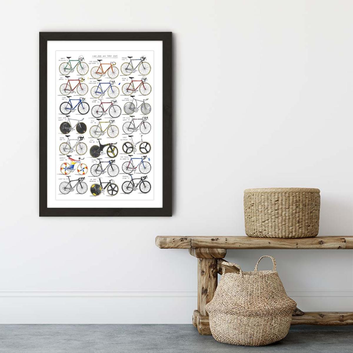 Black Frame Iconic Road And Track Bikes Art Print – image 4