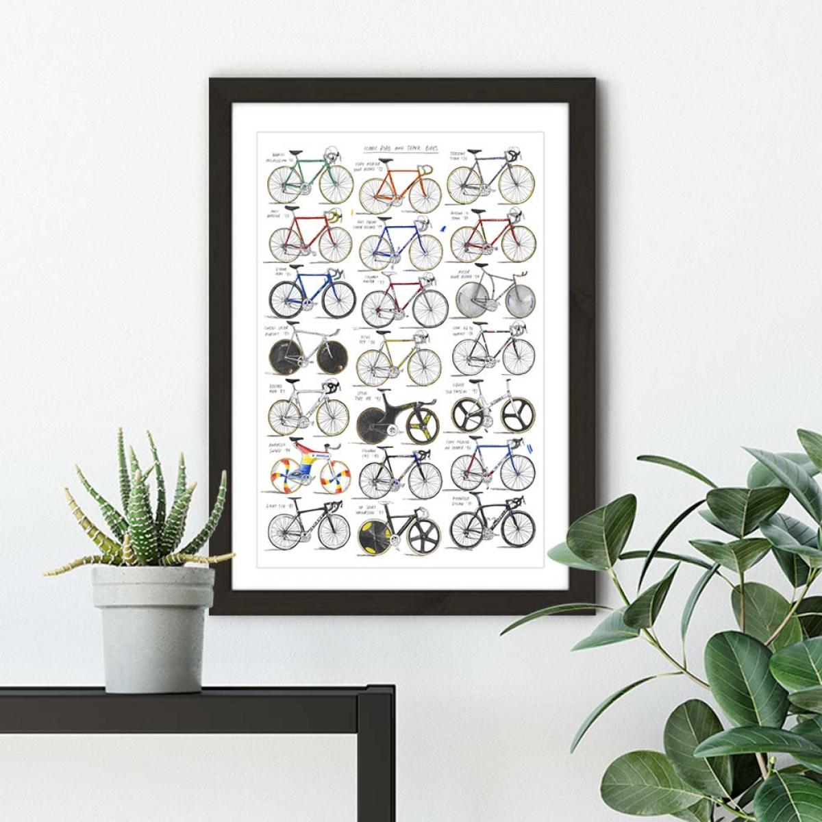 Black Frame Iconic Road And Track Bikes Art Print – image 5
