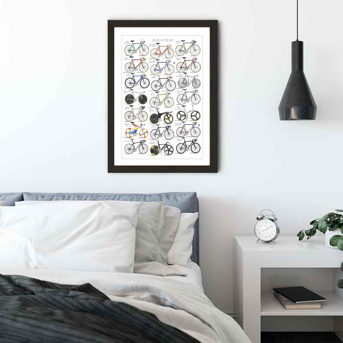 Black Frame Iconic Road And Track Bikes Art Print – image 6